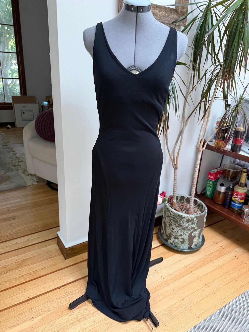 VTG 90s Lauren Ralph Lauren Black Slinky Maxi Dress M